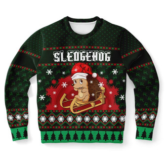 Cute Sledgehog Wears A Noel Hat Ugly Christmas Sweater - Thegiftio UK