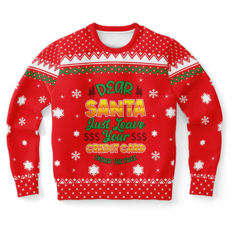 Dear Santa Just Leave Your Credit Card Under The Tree Ugly Sweater - Thegiftio UK