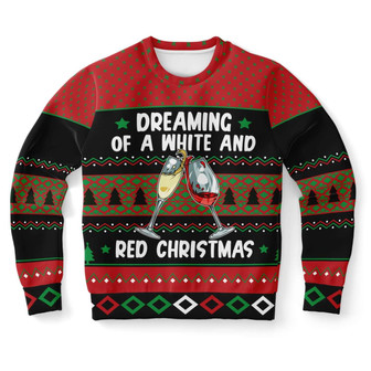 Dreaming Of A White And Red Christmas Wine Lover Ugly Sweater - Thegiftio UK