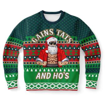 Gains Tats And Ho's Tattoo Gym Ugly Christmas Sweater - Seseable