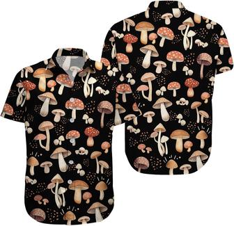 Men's Hawaiian Shirt, Short Sleeve Button Shirt for Unisex, Summer Mushroom Trippy - Seseable