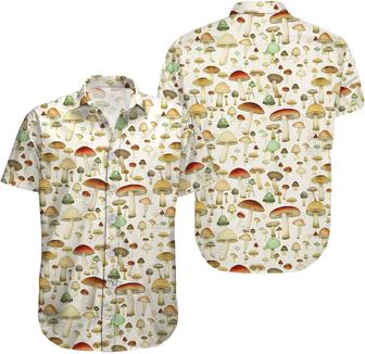 Men's Hawaiian Shirt, Short Sleeve Button Shirt for Unisex, Summer Mushroom - Seseable
