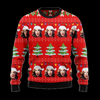 Photo Inserted Family Members & Friends Face Christmas Ugly Sweater - Thegiftio