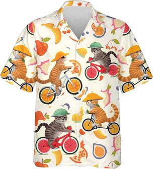 Tropical Cycling Hawaiian Shirts for Men - Summer Sport Button Down Cruise Shirt Mens Hawaiian Shirts Short Sleeve - Seseable
