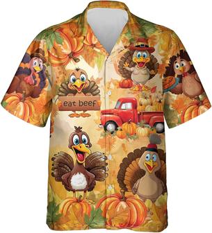 Turkey Holidays Hawaiian Shirt - Harvest Autumn Men's Casual Button-Down Short Sleeve Shirts - Seseable
