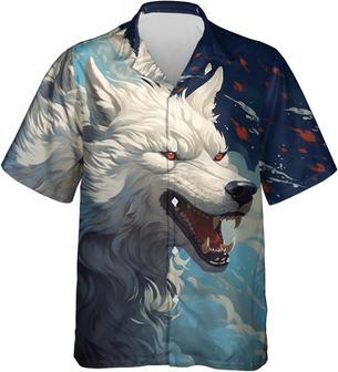Wolf Hawaiian Shirt - Animal Lover Men's Casual Button-Down Short Sleeve Shirts - Seseable