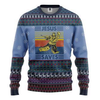 3D Custom Cosplay Jesus Saves Hockey Ugly Sweater | Favorety CA