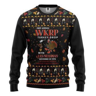 3D First Annual WKRP Turkey Drop Ugly Sweater - Best Gift For Christmas | Favorety CA