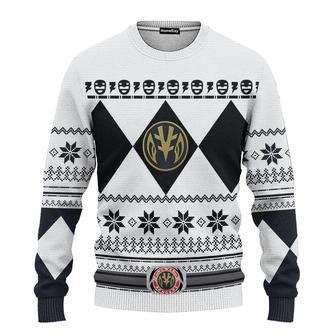 3D Mighty Morphin White Power Rangers Ugly Sweater | Favorety DE