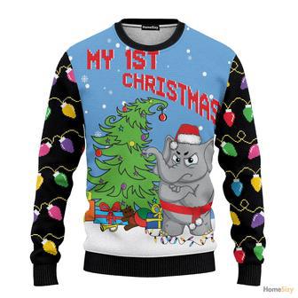 3D Printed 1st Elephant Ugly Sweater - Best Gift For Christmas | Favorety