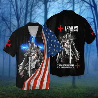 4th Of July American Flag Knight Templar Aloha Hawaiian Shirts For Men Women For Summer, I Can Do All Things Through Christ Who Gives Me Strength - Seseable