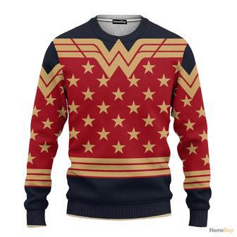 Adult Wonder Woman Dark Blue Ugly Christmas Sweater | Favorety AU