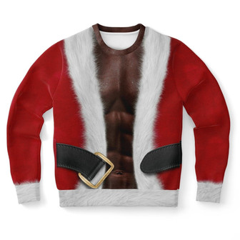 African Black Santa With Muscle Christmas Ugly Sweater - Thegiftio UK