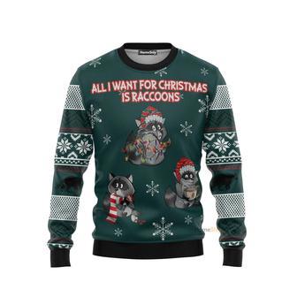 All I Want For Is Raccoons Ugly Christmas Sweater | Favorety