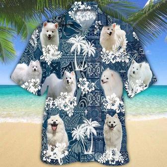 American Eskimo Aloha Hawaiian Shirt - Happy American Eskimo Hawaiian Shirt, Polynesian Pattern Hawaiian Shirt For Men & Women, American Eskimo Lover | Favorety CA