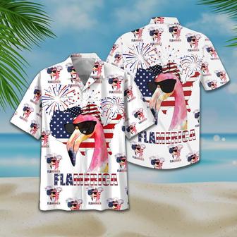 American Flag Flamingo Flamerica Firework Aloha Hawaiian Shirts For Men Women, 4th Of July Gift For Summer, Friend, Family, Independence Day - Seseable