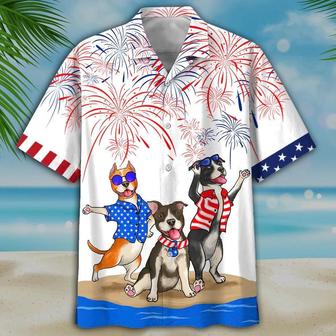 American Staffordshire Terrier Aloha Hawaiian Shirts For Summer, Independence Day Pride Happy 4th of July Hawaiian Shirt For Men Women, Dog Lovers - Seseable