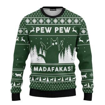 Animal Cat Pew Pew Madafakas Ugly Christmas Sweater | Favorety UK