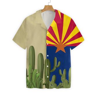 Arizona Flag Saguaro Hawaiian Shirt, Colorful Summer Aloha Shirts For Men Women, Perfect Gift For Husband, Wife, Boyfriend, Girlfriend | Favorety