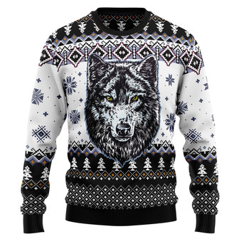 Awesome Wolf Ugly Christmas Sweater For Men And Women - Thegiftio UK