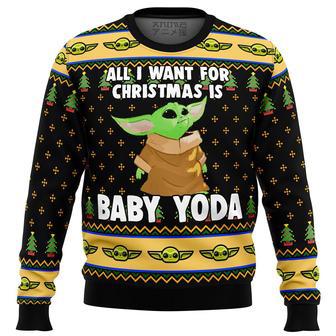 Baby Yoda All I Want Mandalorion Star Wars Ugly Christmas Sweater | Favorety DE