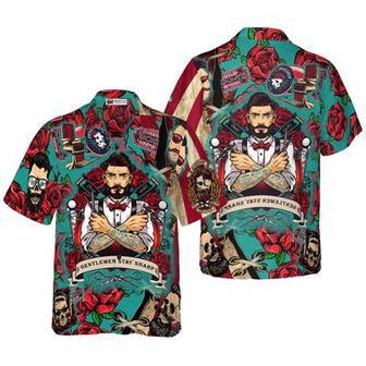 Barber Hawaiian Shirt, Red Rose Gentlemen Stay Sharp Aloha Shirt For Men - Perfect Gift For Barber, Husband, Boyfriend, Friend, Family - Seseable