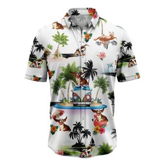 Basset Hound Hawaiian Shirt, Dog Hippie Car Palm Vacation Aloha Shirt For Men Women - Perfect Gift For Dog Lovers, Husband, Boyfriend, Friend, Wife - Seseable