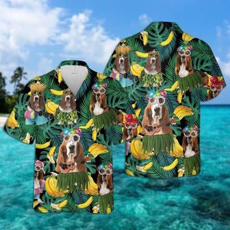 Basset Hound Hawaiian Shirt, Tropical Summer Leaves Hawaiian Shirt For Men - Perfect Gift For Basset Hound Lovers, Husband, Boyfriend, Friend, Family - Seseable