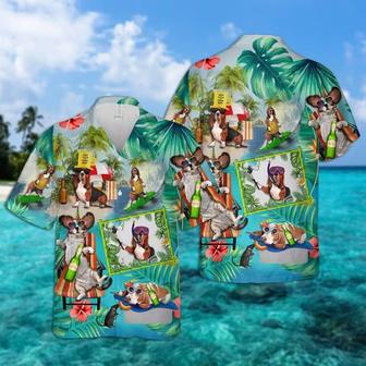 Basset Hound Hawaiian, Tropical Summer, Dog Surfing Hawaiian Shirt For Men - Perfect Gift For Basset Hound Lovers, Husband, Boyfriend, Friend, Family - Seseable