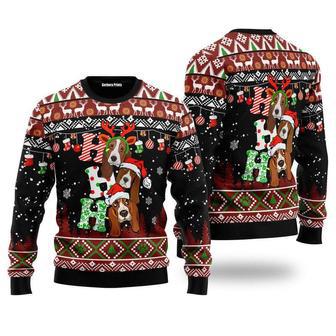 Basset Hound Ho Ho Ho Ugly Christmas Sweater For Men & Women | Favorety