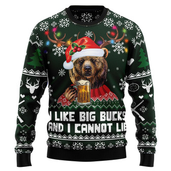 Bear Hunting And Beer Ugly Christmas Sweater For Men And Women - Thegiftio UK