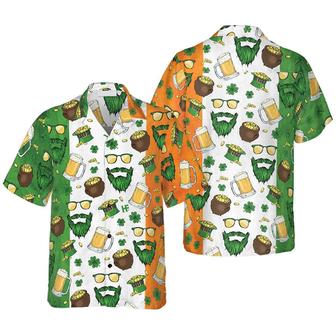 Beard Saint Patrick's Day Seamless Pattern Hawaiian Shirt, Funny Aloha Shirt - Perfect Gift For Friends, Husband, Boyfriend, Family, Summer Lovers | Seseable CA