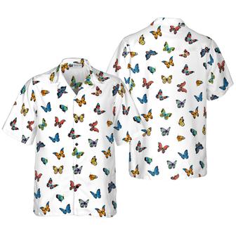 Beautiful Butterflies Hawaiian Shirt, Colorful Summer Aloha Shirts For Men Women, Perfect Gift For Husband, Wife, Boyfriend, Friend - Seseable