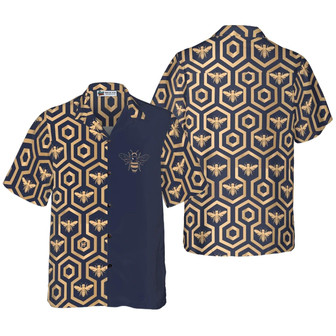 Bee Hive Hexagon Hawaiian Shirt, Summer Aloha Shirts For Men Women, Perfect Gift For Husband, Wife, Boyfriend, Friend - Seseable
