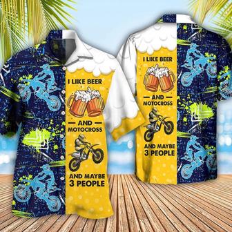 Beer Hawaiian Shirt, Beer And Motor Racing, I Like Beer And Motocross Aloha Shirt For Men And Women - Perfect Gift For Beer Lovers, Summer, Motor Racer - Seseable