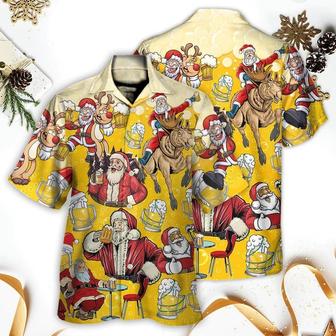 Beer Hawaiian Shirt, Beer Christmas, Santa Claus Drink Beer Merry Xmas Aloha Shirt For Men And Women - Perfect Gift For Beer Lovers, Christmas - Seseable
