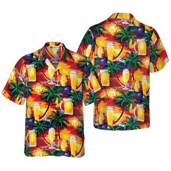 Beer Hawaiian Shirt, Beer in Paradise Tropical Palm Tree Pattern, Colorful Summer Aloha Shirt For Men Women, Perfect Gift For Friend, Beer Lovers - Seseable
