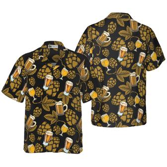 Beer Hawaiian Shirt, Hop Cones Beer Glass Hawaiian Shirt, Colorful Summer Aloha Shirt For Men Women, Gift For Friend, Family, Husband, Wife - Seseable