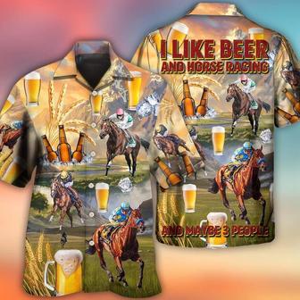 Beer Hawaiian Shirt, I Like Beer, Beer And Horse Racing On The Steppe Aloha Shirt For Men And Women - Perfect Gift For Beer Lovers, Summer, Racer - Seseable