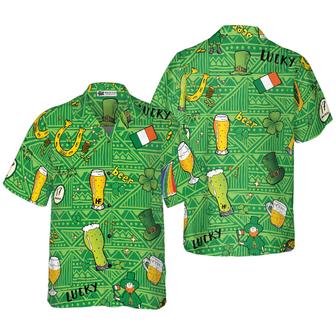 Beer Hawaiian Shirt, Ireland Pattern Happy Saint Patrick's Day Beer Hawaiian Shirt, Colorful Summer Aloha Shirt For Men Women, Gift For Family, Friend - Seseable