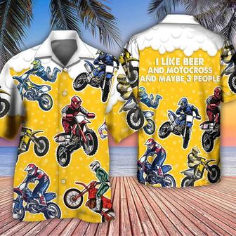 Beer Hawaiian Shirt, Motor Racing, I Like Beer And Motocross Style Aloha Shirt For Men And Women - Perfect Gift For Beer Lovers, Racer - Seseable