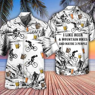Beer Hawaiian Shirt, Mountain Bikes, Snow, I Like Beer And Mountain Bikes Aloha Shirt For Men And Women - Perfect Gift For Beer Lovers - Seseable