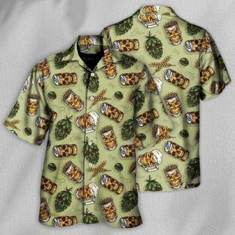Beer Hawaiian Shirt, Skull Beer, Beer And Hops Favorite Basic Background Aloha Shirt For Men And Women - Perfect Gift For Beer Lovers, Summer - Seseable