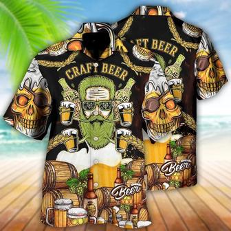 Beer Hawaiian Shirt, Tropical Summer, Skull Craft Beer Aloha Shirt For Men And Women - Perfect Gift For Beer Lovers, Summer - Seseable