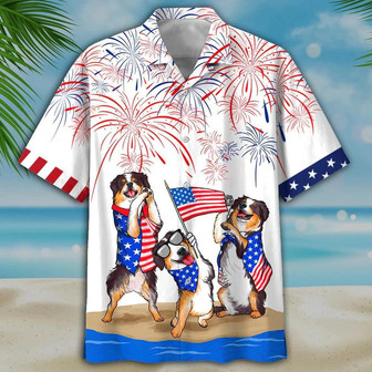 Bernese Mountain Dogs Aloha Hawaiian Shirts For Summer, Independence Day Is Coming, American USA Flag Aloha Hawaiian Shirt For Men Women, Dog Lovers - Seseable