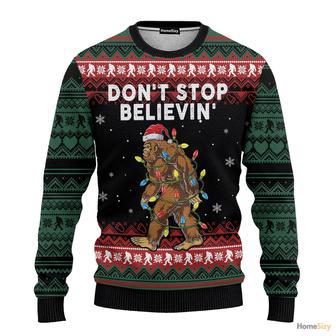 Bigfoot Don't Stop Believing Ugly Christmas Sweater | Favorety