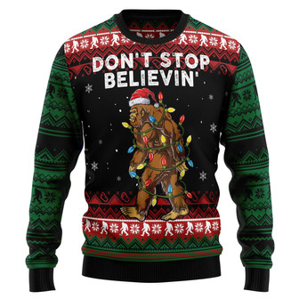 Bigfoot Don‘t Stop Believing Ugly Christmas Sweater - Thegiftio UK