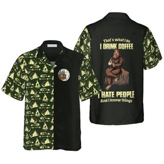 Bigfoot Hawaiian Shirt - Bigfoot Darryl Drink Coffee & Hate People Bigfoot Hawaiian Shirt, Camping Bigfoot Hawaiian Shirt - Perfect Gift For Husband, Boyfriend, Friend, Family | Favorety
