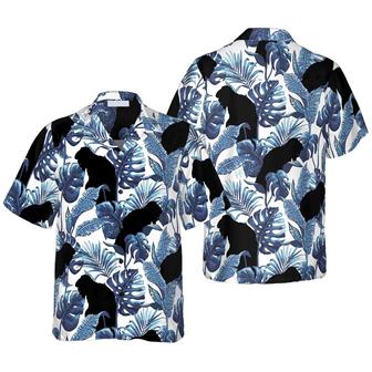 Bigfoot Hawaiian Shirt - Bigfoot & The Blue Leaves Tropical Floral Bigfoot Hawaiian Shirt - Perfect Gift For Husband, Boyfriend, Friend, Family - Seseable