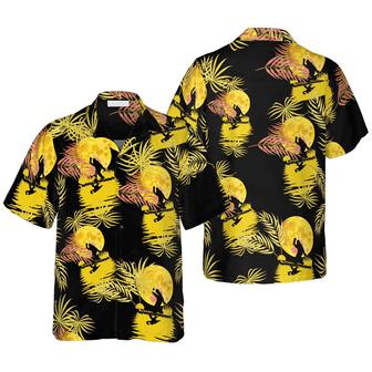 Bigfoot Hawaiian Shirt - Bigfoot Tropical Yellow Moon Bigfoot Hawaiian Shirt, Moonlight Bigfoot Hawaiian Shirt - Perfect Gift For Husband, Boyfriend, Friend, Family | Favorety